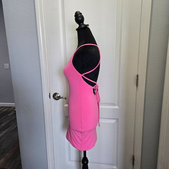 Hello Molly Pink Ribbed Mini Dress Sz XS US 2 AU 6 - Picture 2 of 10